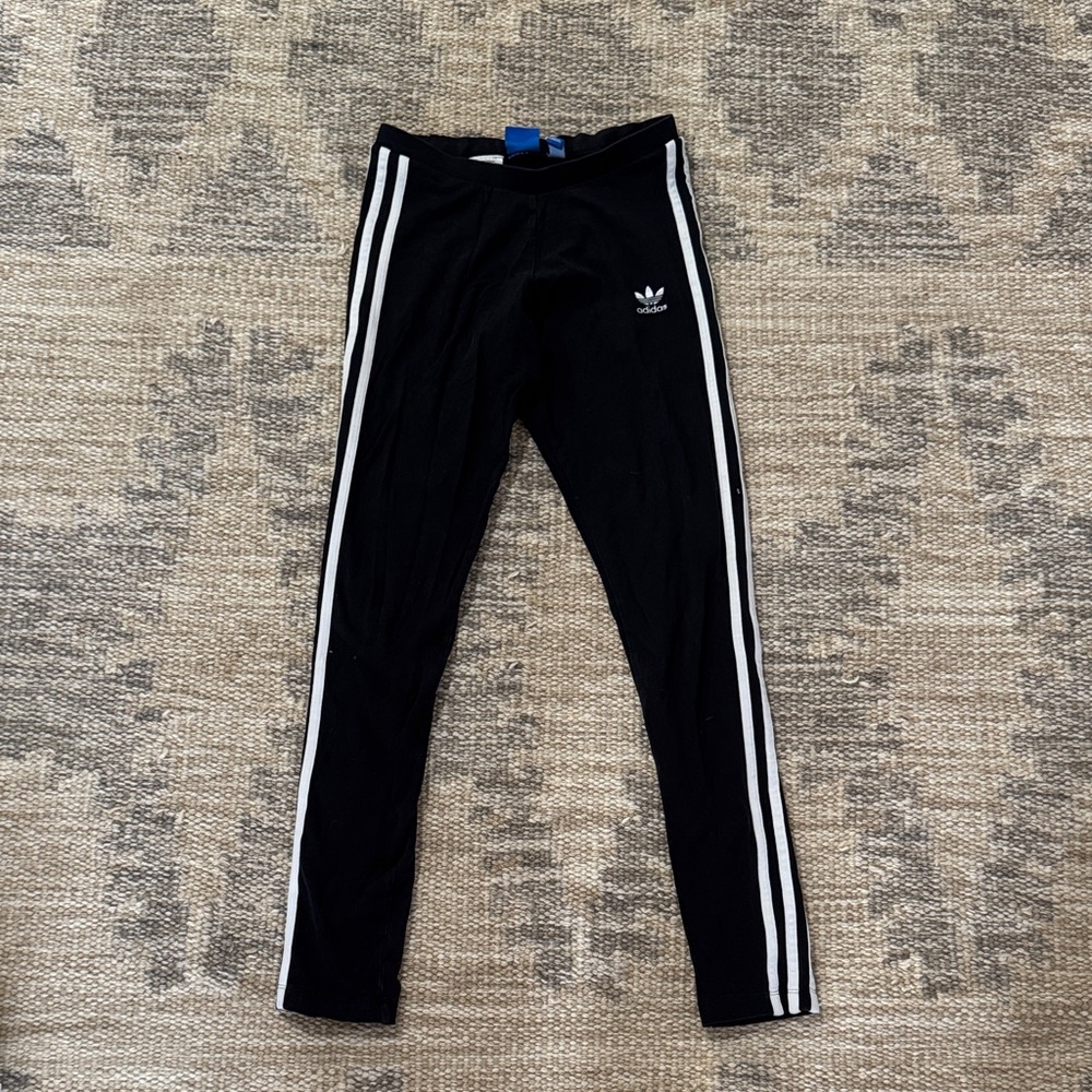 Adidas Black Leggings with White Stripes